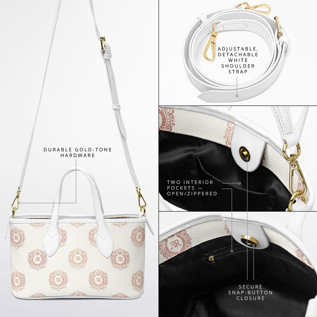 Rose Gold & Cream Faux Leather Tote Bag