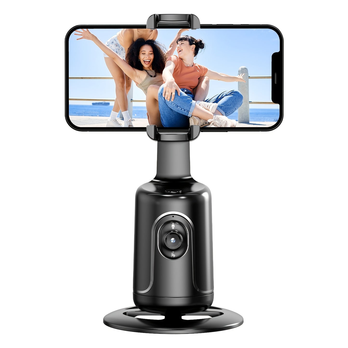 [Auto Face Tracking Tripod] Auto Face Tracking Tripod, No App Required, 360° Rotation Face Body Phone Mount Smart Shooting Phone Tracking Holder for Vlog Live Streaming Video, Rechargeable Battery, Black