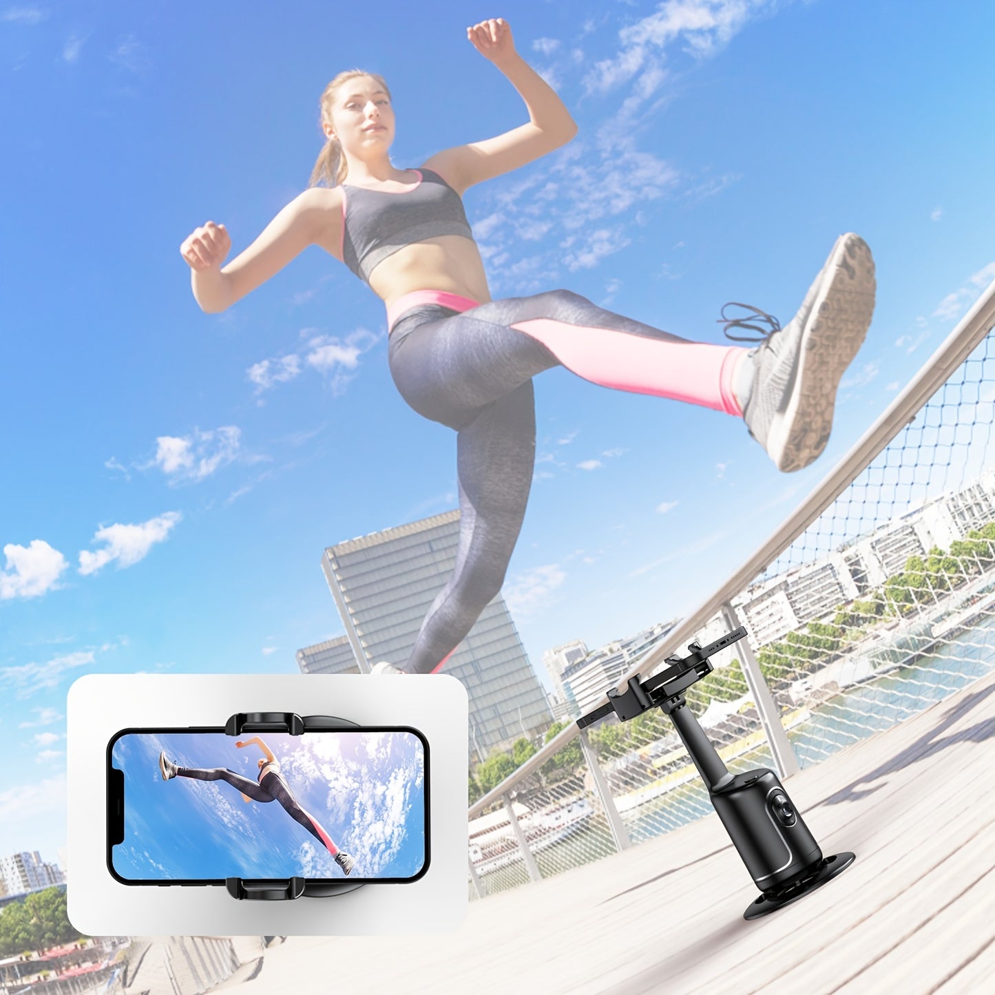[Auto Face Tracking Tripod] Auto Face Tracking Tripod, No App Required, 360° Rotation Face Body Phone Mount Smart Shooting Phone Tracking Holder for Vlog Live Streaming Video, Rechargeable Battery, Black