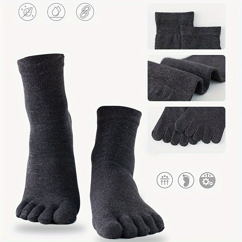 [1 Pair Breathable Sweat Socks] 1/5 Pair Men's Breathable Sweat Socks Toe Socks, Novelty Socks, Sports Socks