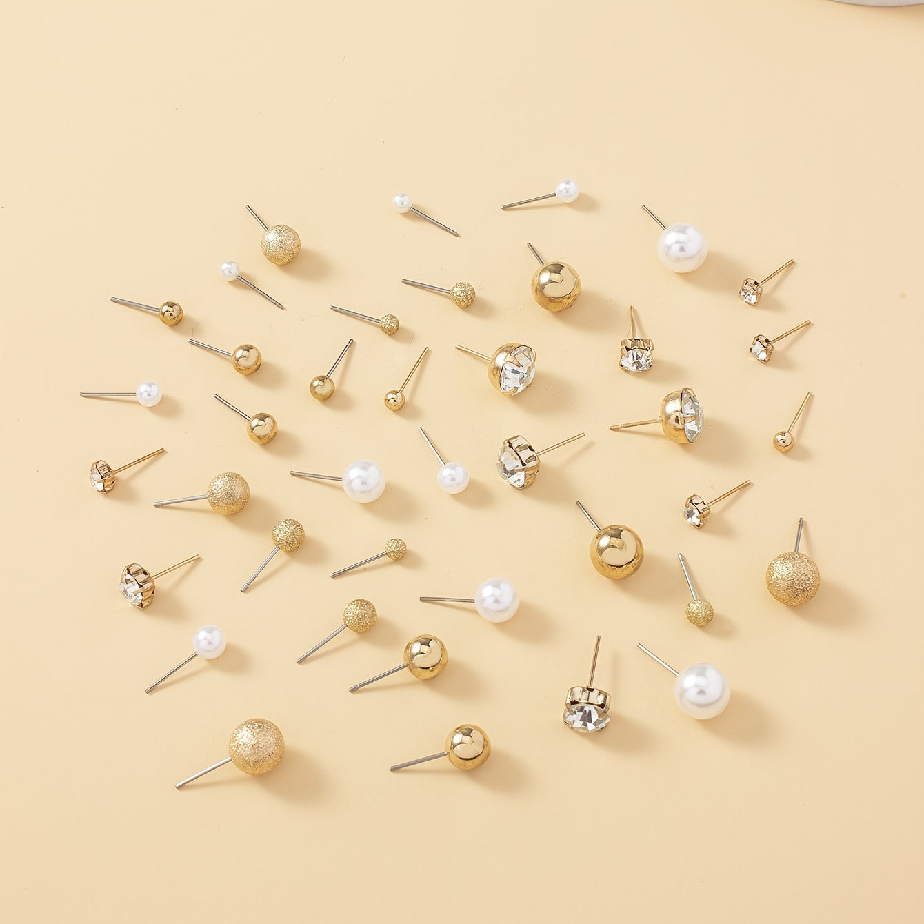 [Pearl Rhinestone Stud Earrings For Women] 20Pairs Faux Pearl Rhinestone Stud Earrings Set For Women Daily Decor Jewelry